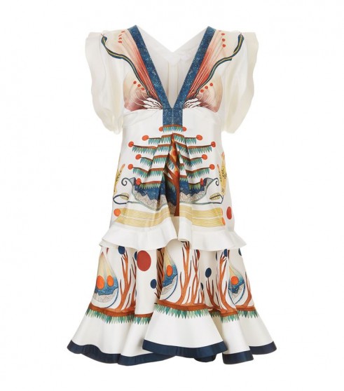 Chloé Surreal Print Tiered Dress ~ ivory fluted dresses