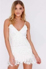 IN THE STYLE CLOEY CREAM FRILL LACE WRAP DRESS – strappy party dresses