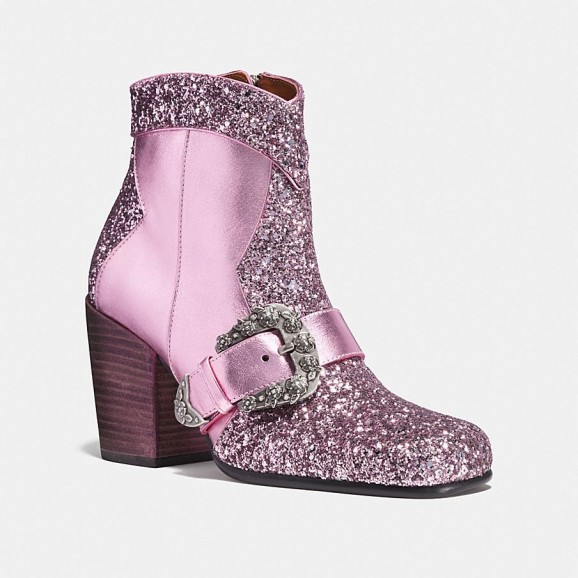 COACH 1941 Western Buckle Bootie in PINK/LILAC / embellished ankle boots