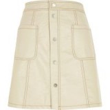 River Island Cream faux leather A line mini skirt – neutral tone skirts