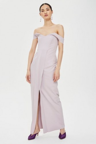Topshop Crepe Bandeau Column Dress | lavender off shoulder dresses - flipped