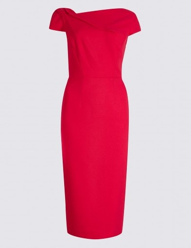 M&S COLLECTION Crepe Cap Sleeve Bodycon Dress / red pencil dresses - flipped