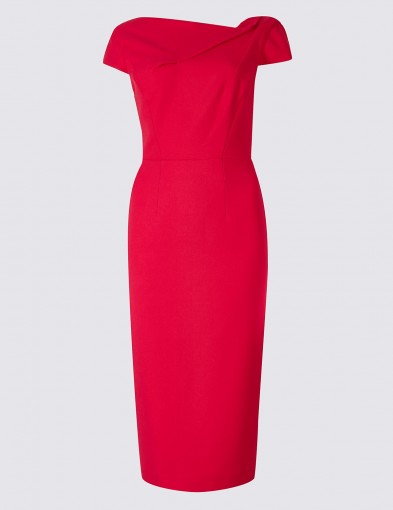 M&S COLLECTION Crepe Cap Sleeve Bodycon Dress / red pencil dresses
