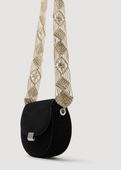 MANGO Crochet handle leather bag - flipped