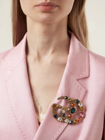 GUCCI Crystal-embellished GG brooch ~ large multi-coloured brooches - flipped