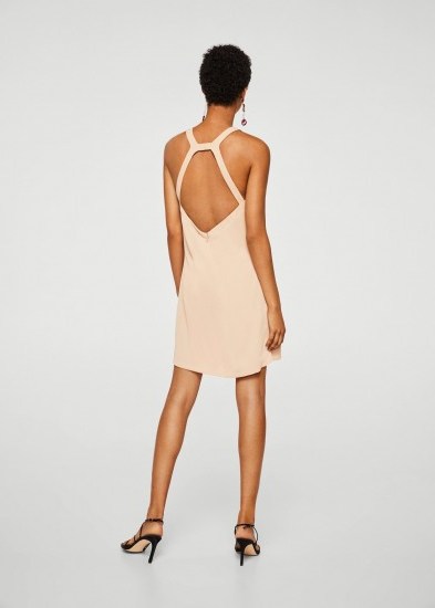 MANGO Cut-out back dress | strappy nude party dresses - flipped