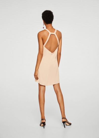 MANGO Cut-out back dress | strappy nude party dresses