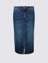 M&S COLLECTION Denim Midi Skirt / dark indigo-blue pencil skirts