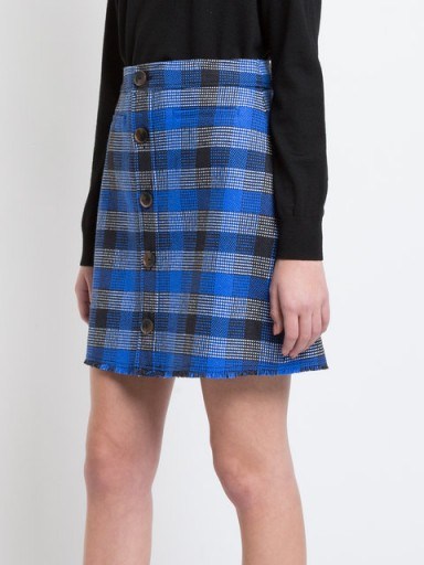 DEREK LAM 10 CROSBY A-Line Mini Skirt | blue checked skirts - flipped