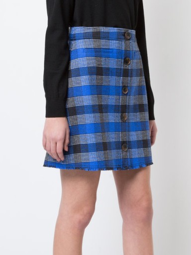 DEREK LAM 10 CROSBY A-Line Mini Skirt | blue checked skirts