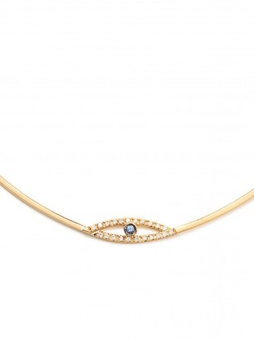 DELFINA DELETTREZ Diamond, sapphire & yellow-gold eye necklace ~ dainty necklaces - flipped