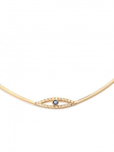 DELFINA DELETTREZ Diamond, sapphire & yellow-gold eye necklace ~ dainty necklaces