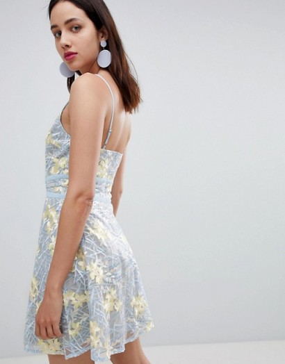 Dolly & Delicious All Over Plunge Front Embroidered Floral Lace Mini Prom Dress ~ strappy party dresses
