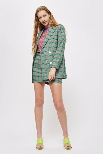 TOPSHOP Double Breasted Checked Jacket / green checks - flipped