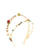 DOLCE & GABBANA Double row flower-embellished headband ~ beautiful Italian hair accessories