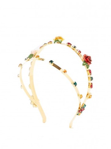 DOLCE & GABBANA Double row flower-embellished headband ~ beautiful Italian hair accessories - flipped