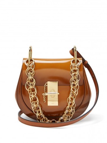 CHLOÉ Drew Bijou mini brown leather cross-body bag | small luxe top handle bags - flipped