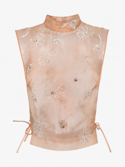Dries Van Noten Organza Top With Crystal Embellishments ~ embellished flowers