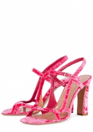 DRIES VAN NOTEN Pink velvet sandals – strappy shoes - flipped