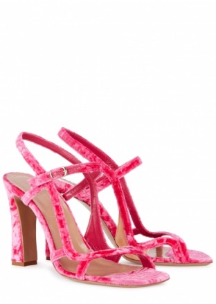 DRIES VAN NOTEN Pink velvet sandals – strappy shoes