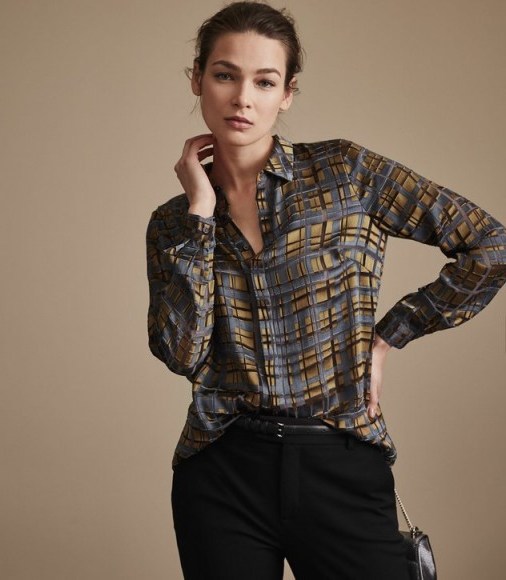 REISS ELISANDRA CHECK BURNOUT TOP ~ checked devore shirts - flipped