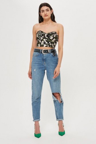 Topshop Embroidered Floral Corset Top | strapless crop tops - flipped