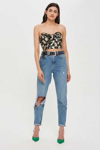 Topshop Embroidered Floral Corset Top | strapless crop tops