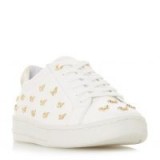 DUNE Emillie – White Butterfly Adorned Trainer | sports luxe shoes