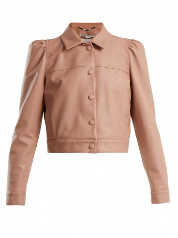 STELLA MCCARTNEY Emmalee cropped faux leather jacket ~ dusty-pink puff sleeved jackets