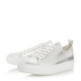 DUNE Enjoye – Silver Clean Chunky Cupsole Trainer ~ metallic luxe style sneakers