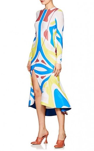 ESTEBAN CORTAZAR Flounce-Hem Abstract-Print Dress ~ front split dresses - flipped