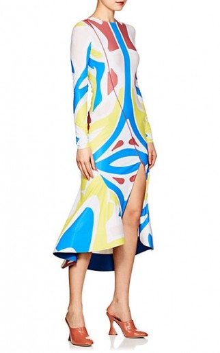 ESTEBAN CORTAZAR Flounce-Hem Abstract-Print Dress ~ front split dresses