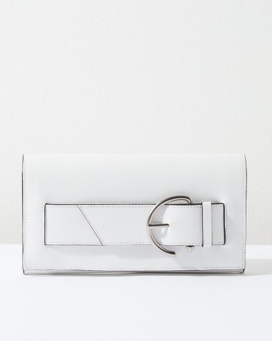 JIGSAW ETTA BUCKLE CLUTCH / chic white leather handbags / modern style bags - flipped