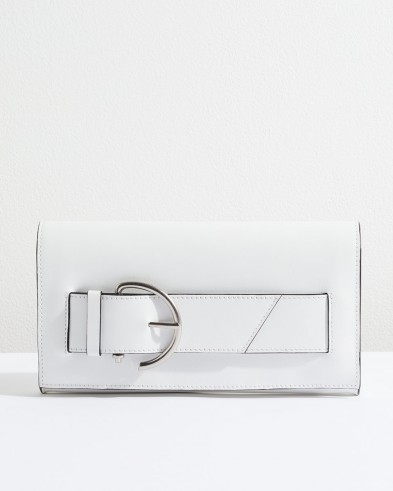 JIGSAW ETTA BUCKLE CLUTCH / chic white leather handbags / modern style bags