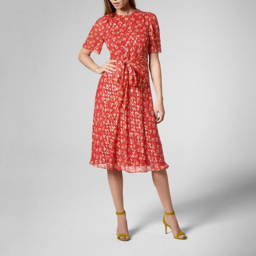 EVE CRANBERRY SILK DRESS ~ red floral dresses