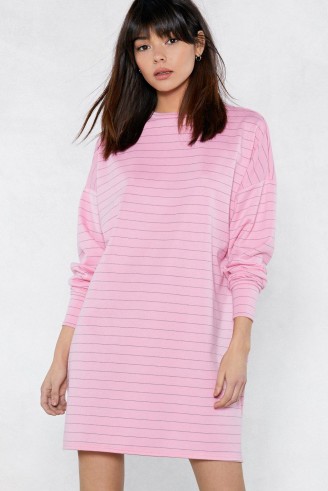 NASTY GAL Everythings Better in a Striped Sweater Dress ~ baby pink jumper dresses