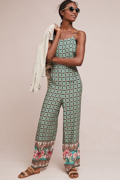 Farm Rio Honolulu Jumpsuit / strappy green printed jumpsuits
