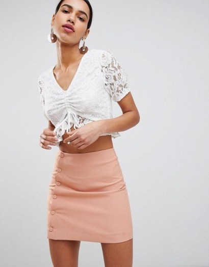 Fashion Union Tea Blouse In White Lace ~ cropped blouses - flipped