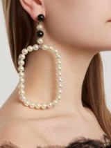 SAINT LAURENT Faux-pearl open-rectangle drop clip-on earrings ~ statement jewellery