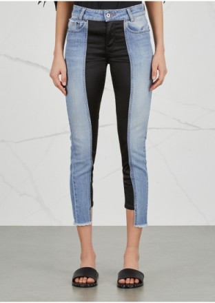 FILLES À PAPA Amber satin-panelled cropped jeans ~ step-hem