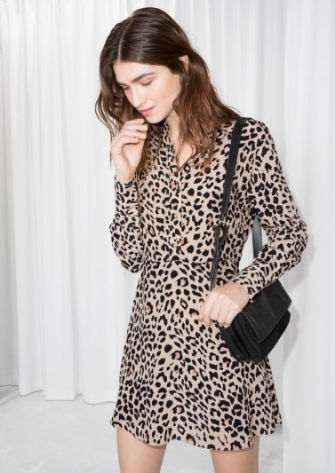 & other stories Fit & Flare Shirt Dress in Leopard – animal print dresses