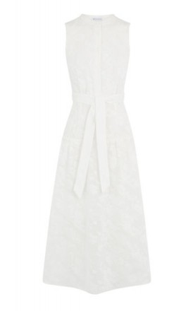 WAREHOUSE FLORA EMBROIDERED SHIRT DRESS / white sleeveless midi dresses / spring fashion