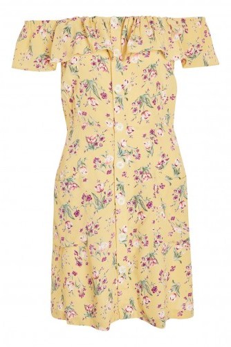 TOPSHOP Floral Bardot Mini Dress / yellow flower print dresses - flipped