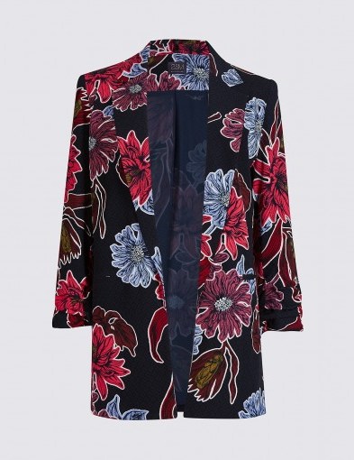 M&S COLLECTION Floral Print Ruched Blazer / bold flower prints - flipped