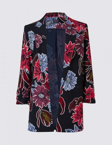 M&S COLLECTION Floral Print Ruched Blazer / bold flower prints