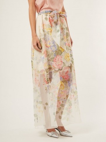 GUCCI Floral-print silk tie waist skirt ~ semi sheer luxe skirts - flipped