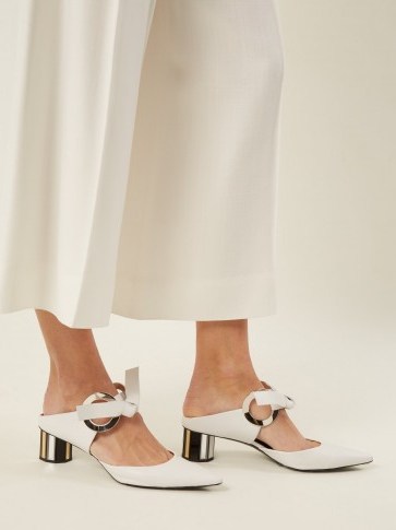 PROENZA SCHOULER Front-tie block-heel white leather mules - flipped