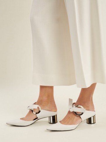 PROENZA SCHOULER Front-tie block-heel white leather mules