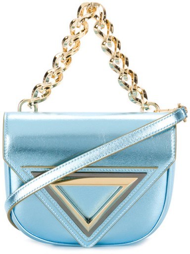 GIAQUINTO fold over bag | small metallic-blue bags - flipped