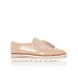 Glorya – Nude Brogue Detail Tassel Flatfrom Loafer | suede and patent loafers | luxe style flatforms